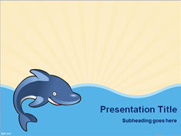 Plantilla ppt de dibujos animados de vector de ola oceánica de ballena