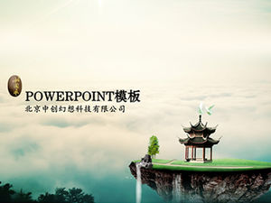 Fantasy dekoracje Chiński styl panoramiczny szablon ppt