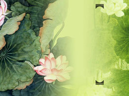 Modèle PPT de style chinois vert printemps bassin de lotus