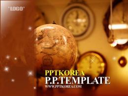 Template bisnis PPT latar belakang antik globe jam