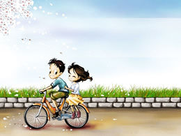 Bisiklet-Sevgililer Günü ppt şablonunda romantizm