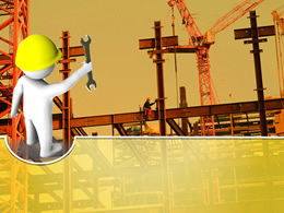 3D piccola persona in possesso di una chiave in mano modello di costruzione ppt industria delle costruzioni