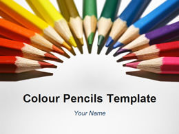 Template ppt pensil warna dengan pengaturan busur
