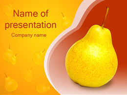 Pear line outline creative orange fruit ppt template