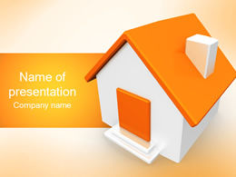 Orange 3D stereo small house ppt template