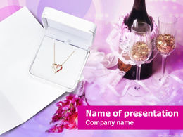 Necklace wine glass red wine romantic love theme ppt template