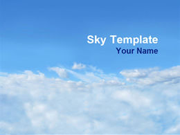Modelo de ppt elegante de céu azul e nuvens brancas
