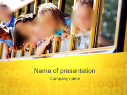 Happy children on the school bus ppt template
