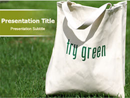 Shopping bag-green environmental protection theme ppt template