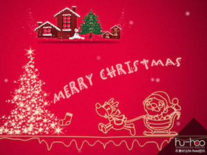 Cartolina d'auguri rossa di musica di Natale di tema