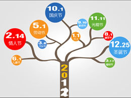 ต้นไม้แห่งปีใหม่ปี 2012 วันปีใหม่เทมเพลต ppt