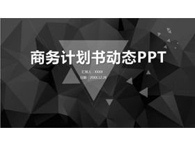 Black polygonal background business financing plan PPT template