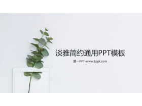 Minimalist small fresh green plant background PPT template