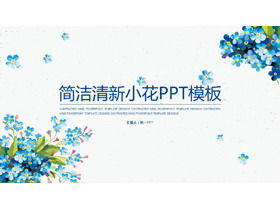 Einfache und frische blaue Blumenhintergrundkunstdesign-PPT-Schablone