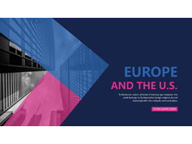 Mavi toz düz tasarım Avrupa ve Amerikan iş PPT şablonu