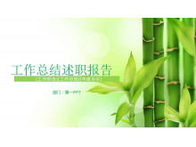 Modèle PPT de rapport de résumé de travail de fond de bambou frais