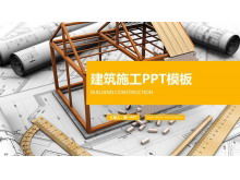 Dynamiczny płaski rysunek domu model tła konstrukcja budynku szablon PPT