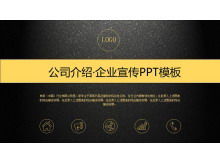 Tekstur matte emas hitam tembus template PPT profil perusahaan bisnis
