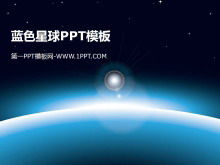 Template ruang PPT dengan latar belakang planet biru