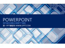 蓝色格仔背景上的抽象艺术PowerPoint模板