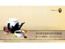 Template PPT perawatan kesehatan pengobatan Cina dari latar belakang makanan obat tradisional Cina casserole