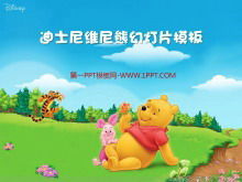 귀여운 디즈니 푸우 곰 배경으로 만화 슬라이드 쇼 템플릿