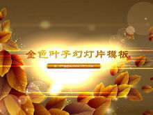 Artistic design slideshow template with beautiful golden leaves background