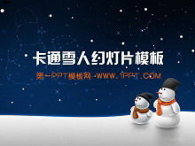 Cartoon slide template with snowman under the night sky background Cartoon slide template with snowman under the night sky background