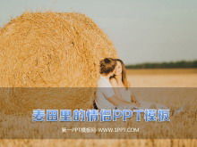 麦畑でお互いに長居するカップルのための背景のスライドショーテンプレート