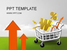 E-commerce PPT template with arrow shopping cart background