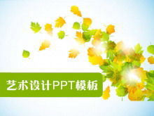 Fresh and elegant art maple leaf background PPT template download