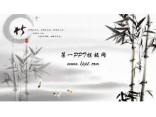 竹の背景中国風PPTテンプレートのダウンロード
