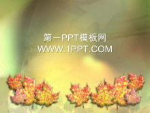 秋のカエデの葉の背景PPTテンプレートのダウンロード