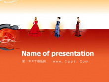 Download template PPT seni latar belakang model busana merah