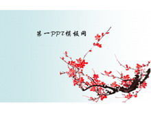 Sfondo di fiori di prugna Download del modello PPT in stile cinese