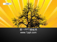 Template PPT ilustrasi seni latar belakang pohon hitam