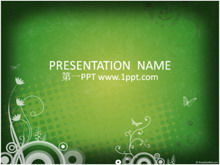 Download del modello PPT di arte di sfondo verde illustrazione