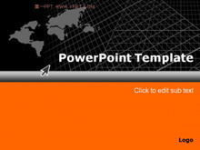 Klasyczny czarny pomarańczowy szablon mapy świata PPT