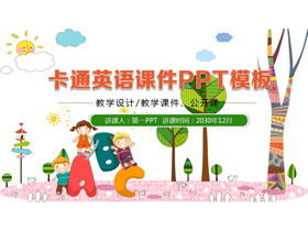 Șablon PPT de lecție de engleză cu fundal alfabet englezesc pentru copii cu desene animate