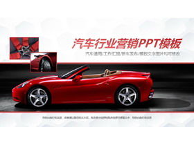Modelo PPT de relatório de vendas da indústria automobilística com fundo vermelho de carro esporte