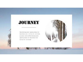 Beautiful winter snow scene background travel album PPT template