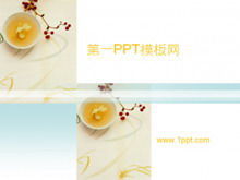 Elegante Blume Tee Hintergrund Catering Tee Kunst PPT Vorlage herunterladen