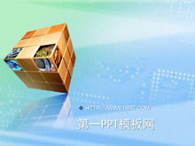 Download do modelo PPT da tecnologia de fundo Elegant Rubik's Cube