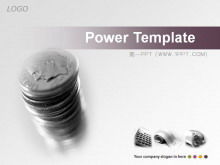 Financial economy slideshow template download on silver coin background