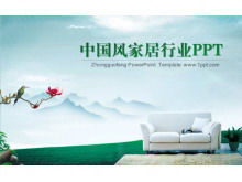 Download der PPT-Vorlage für die Einrichtungsindustrie mit Hintergrund im chinesischen Stil