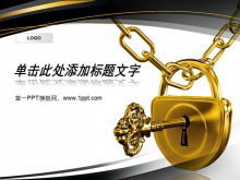 Golden lock key background financial economy PPT template download
