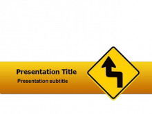 Szablon PowerPoint żółty ostrzeżenie o ruchu drogowym do pobrania za darmo