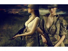 Militär PPT Hintergrundbild des weiblichen Soldaten des Zweiten Weltkriegs
