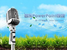 Dynamic microphone note background music PowerPoint template download
