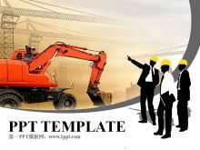 Excavator construction site construction PPT template download